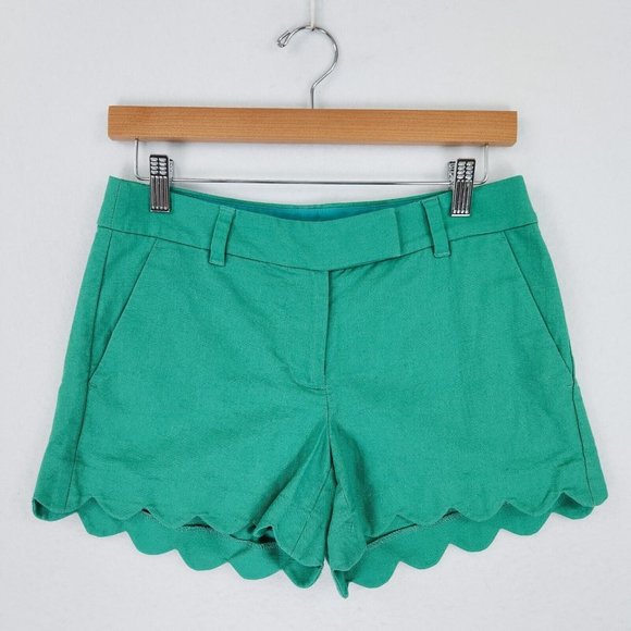 J. Crew Shorts J Crew Shorts Womens Green Linen Blend Scalloped Hem